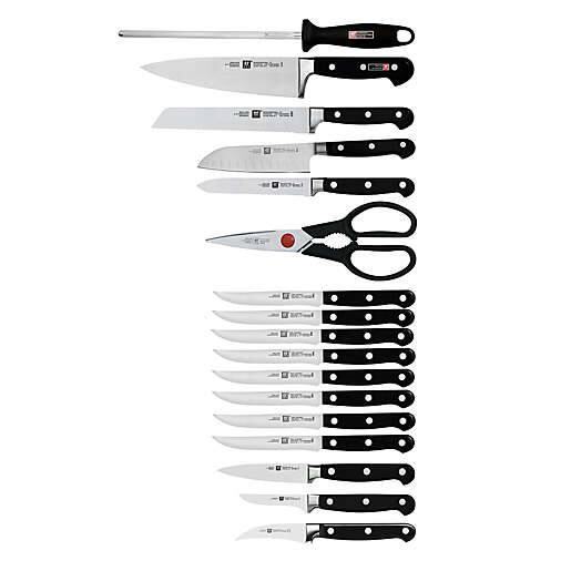 Alt View 1. ZWILLING - ZWILLING Professional S 18-Piece Knife Block Set, Chef Knife, Serrated Utility Knife, Steak Knife Set, Black - Black.