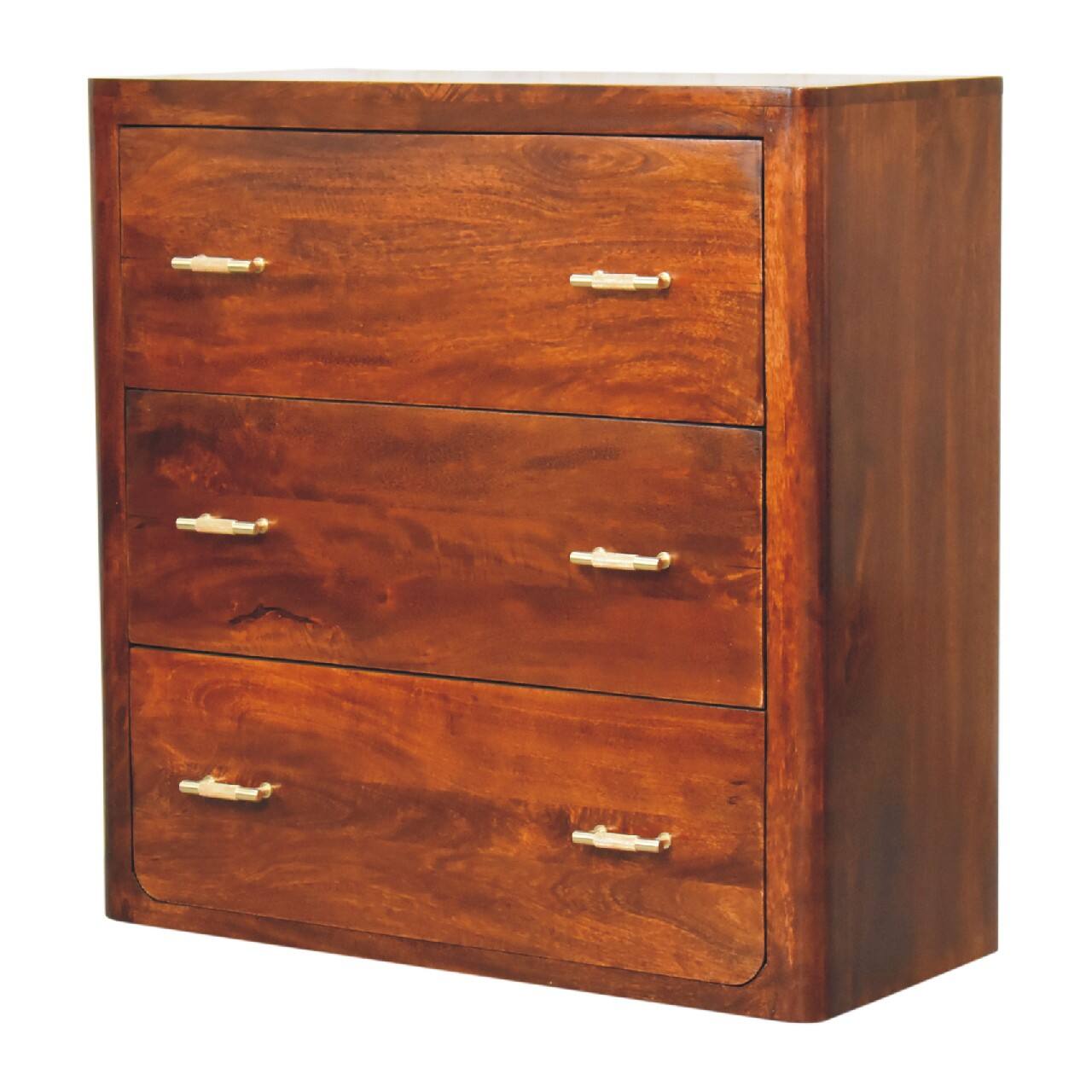 Left. Artisan Furniture - Artisan Furniture Solid Wood Luca Chest of Drawers, 3 Drawers, Brown - Brown.