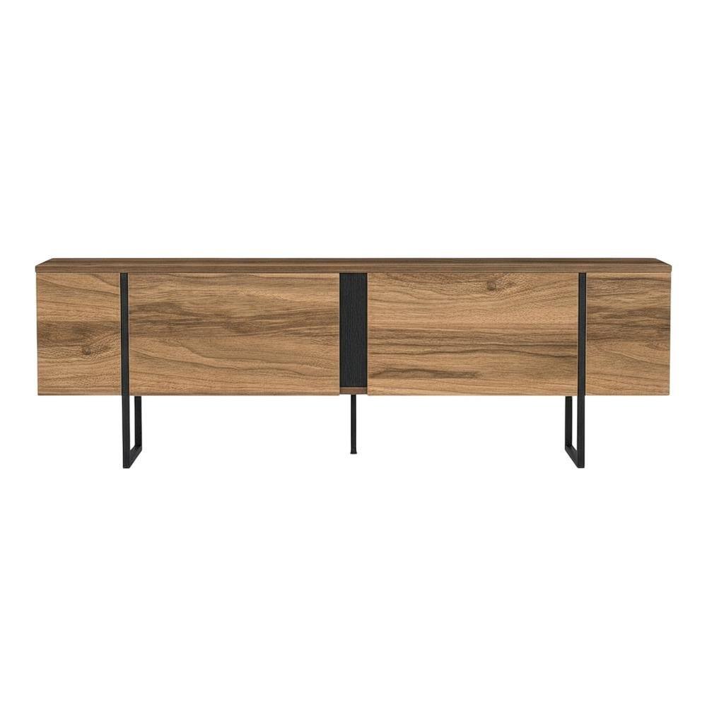 Alt View 3. FurniFact - Walnut Modern TV Stand and Media Console with Engineered Wood Finish - Brown.