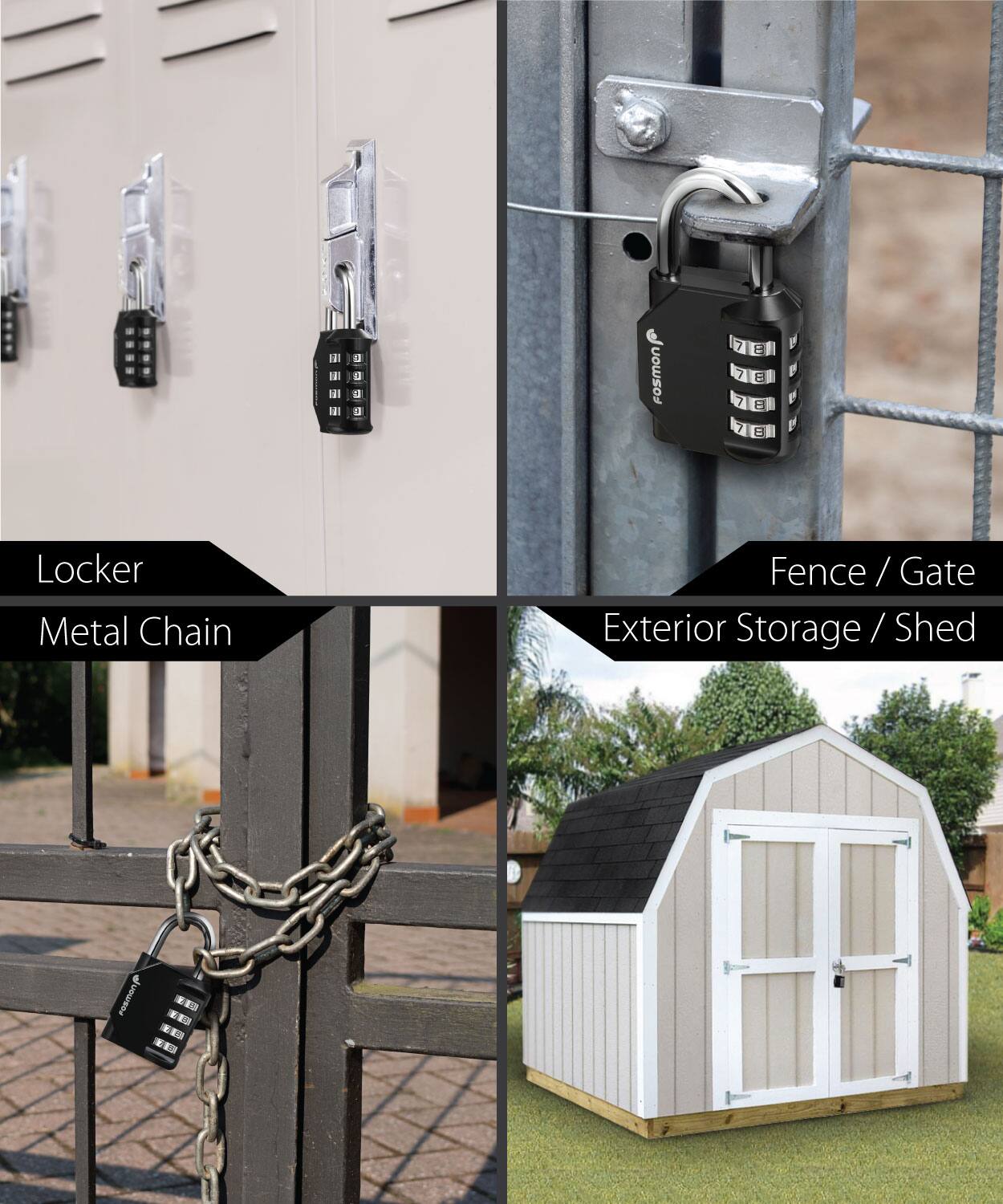 FosmoN 7 7 7 7 E L  = Locker Metal Chain Fence / Gate Exterior Storage / Shed