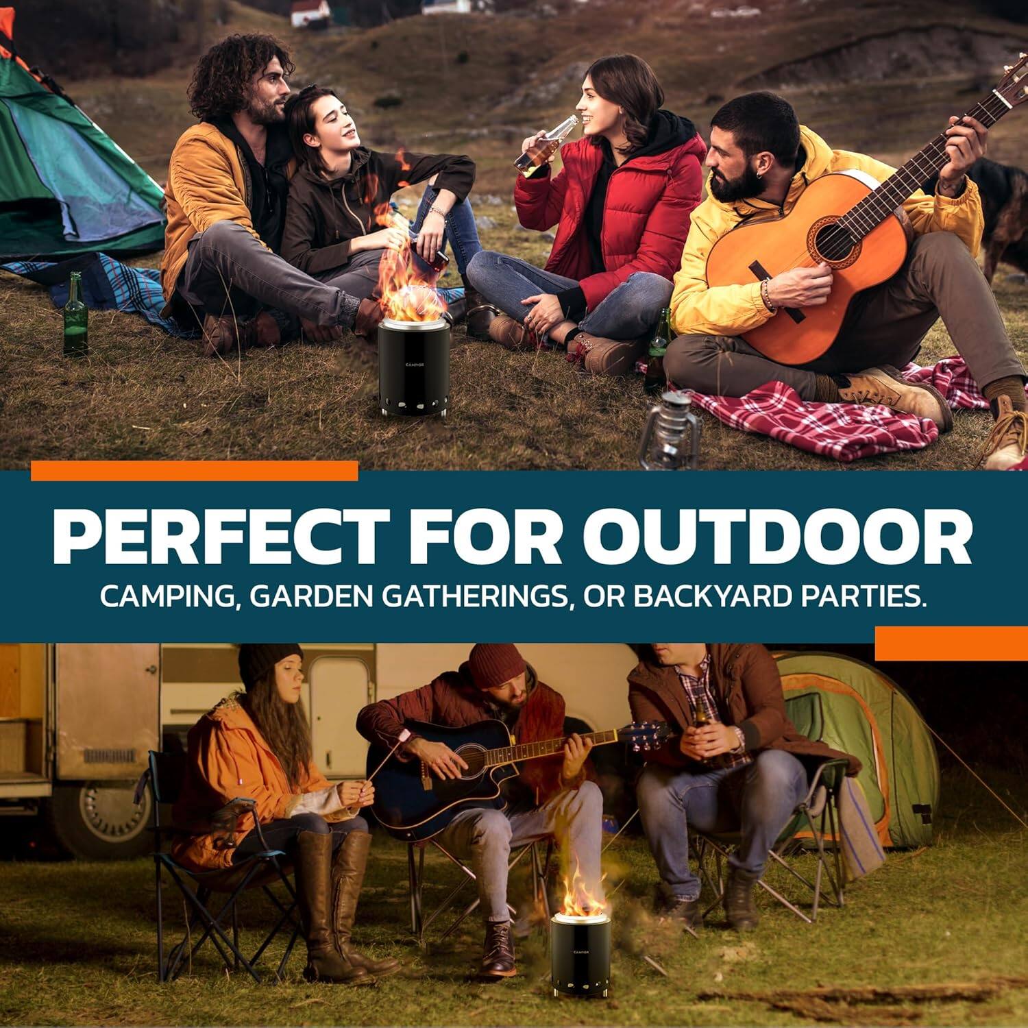 PERFECT FOR OUTDOOR
CAMPING, GARDEN GATHERINGS, OR BACKYARD PARTIES.