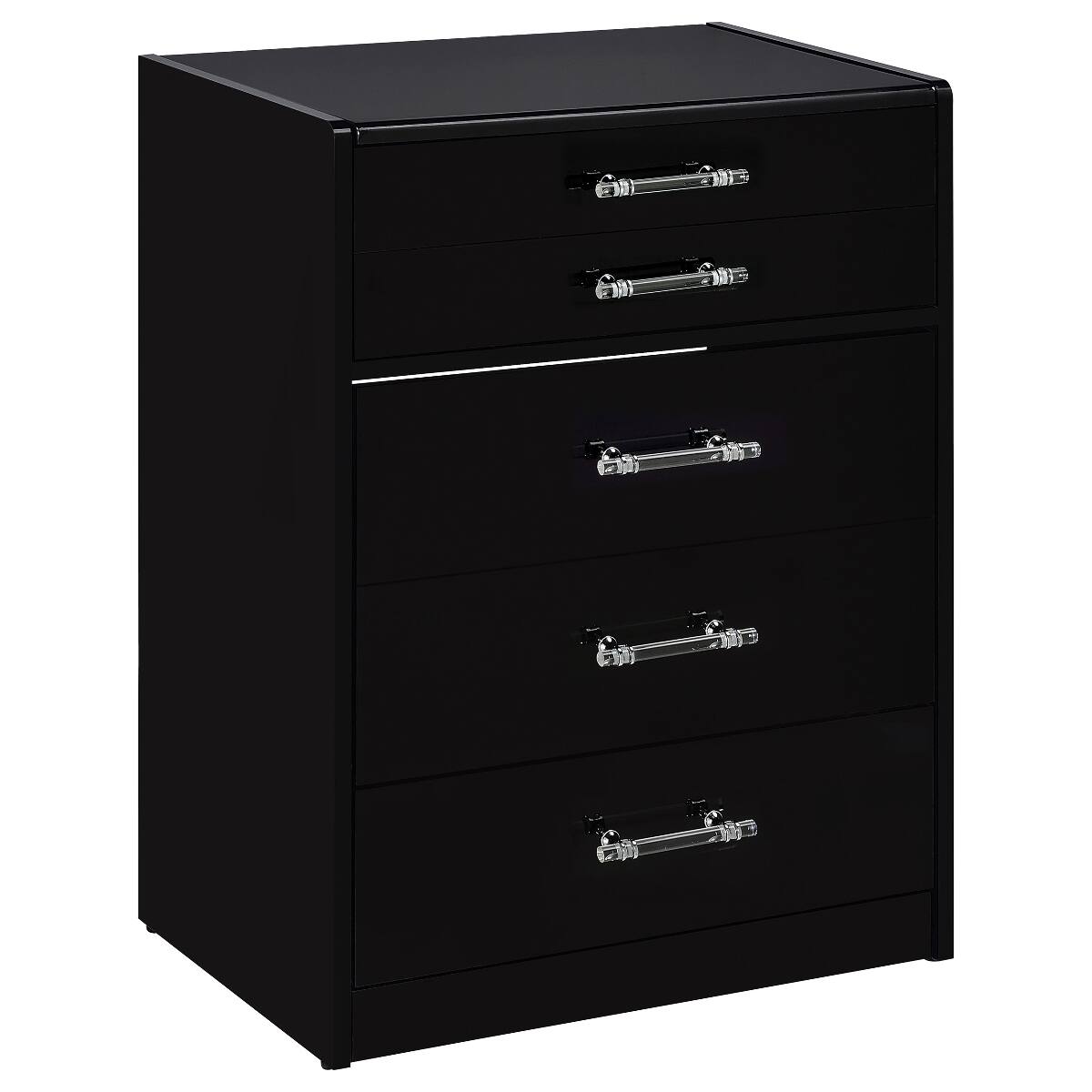 Angle. Loheer - Loheer Black High Gloss Makeup Vanity Set with Mirror and Stool - Black.