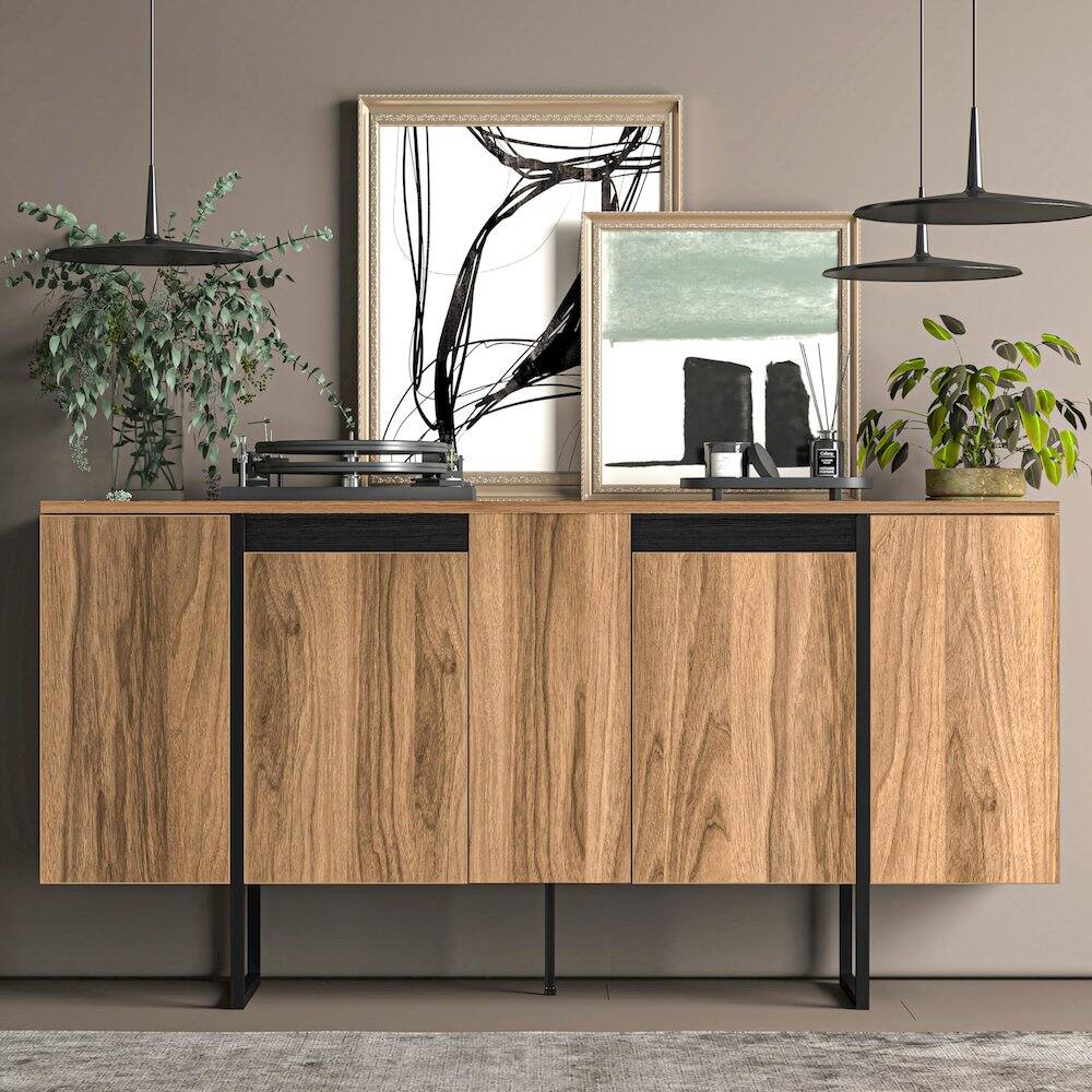 Back. Atelier Mobili - Modern TV Stand and Media Console, Adjustable Shelves, TV Stand for 75 inch TV - Brown.