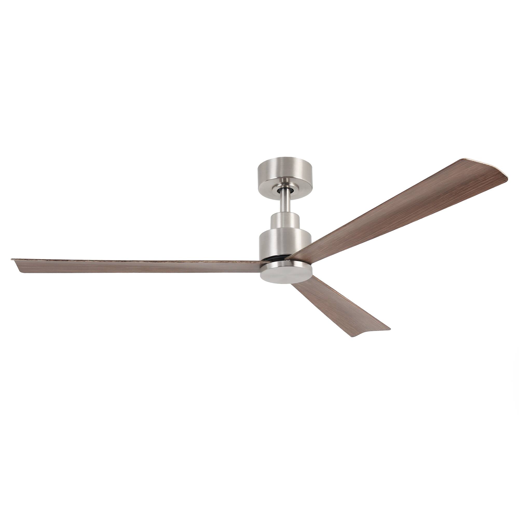 Alt View 7. Parrot Uncle - 52" Modern 3-Blade Ceiling Fan with Reversible DC Motor, 6-Speed, Remote Control, No Light - Nickel.