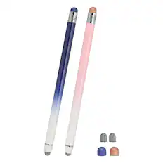 Front. Unique Bargains - 2pcs Stylus Pens for Touch Screens, 2 in 1 High Sensitivity Universal Pen Capacitive Stylus for Touch Screen Devices - Blue Pink.
