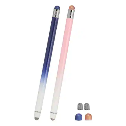 Front. Unique Bargains - 2pcs Stylus Pens for Touch Screens, 2 in 1 High Sensitivity Universal Pen Capacitive Stylus for Touch Screen Devices - Blue Pink.