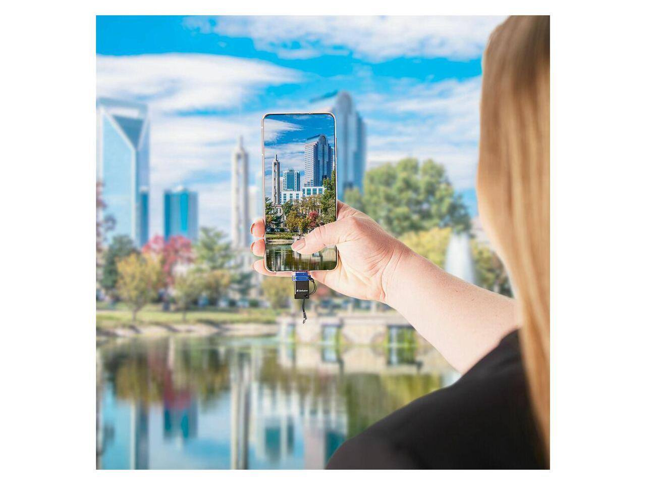 Alt View 8. Verbatim - Verbatim Store 'n' Go Dual 128GB USB 3.2 (Type A + C) Flash Drive - Blue - Lifetime Warranty - Blue.