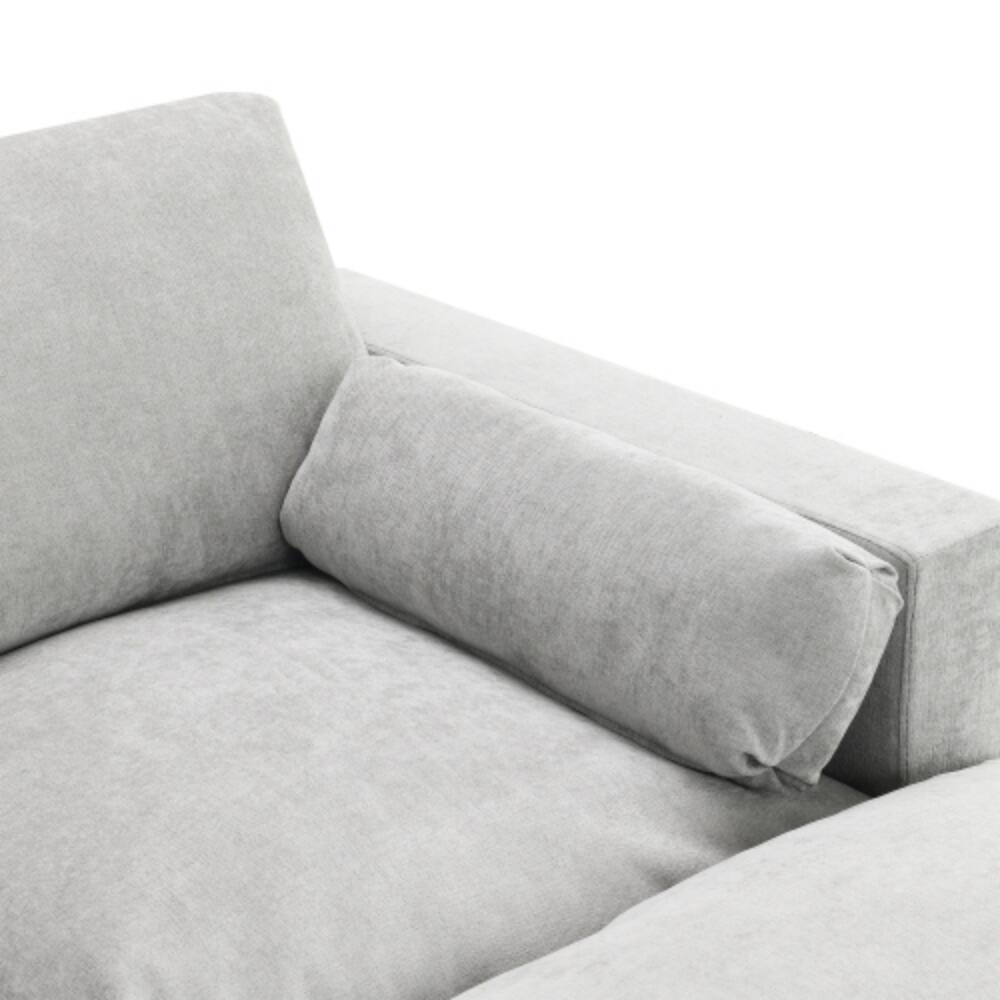 Alt View 5. LUCKY ONE - 86.5" U-Shape 5-Seat Modular Chenille Cloud Sofa w/ Storage Pockets & 2 Ottomans - Medium grey.