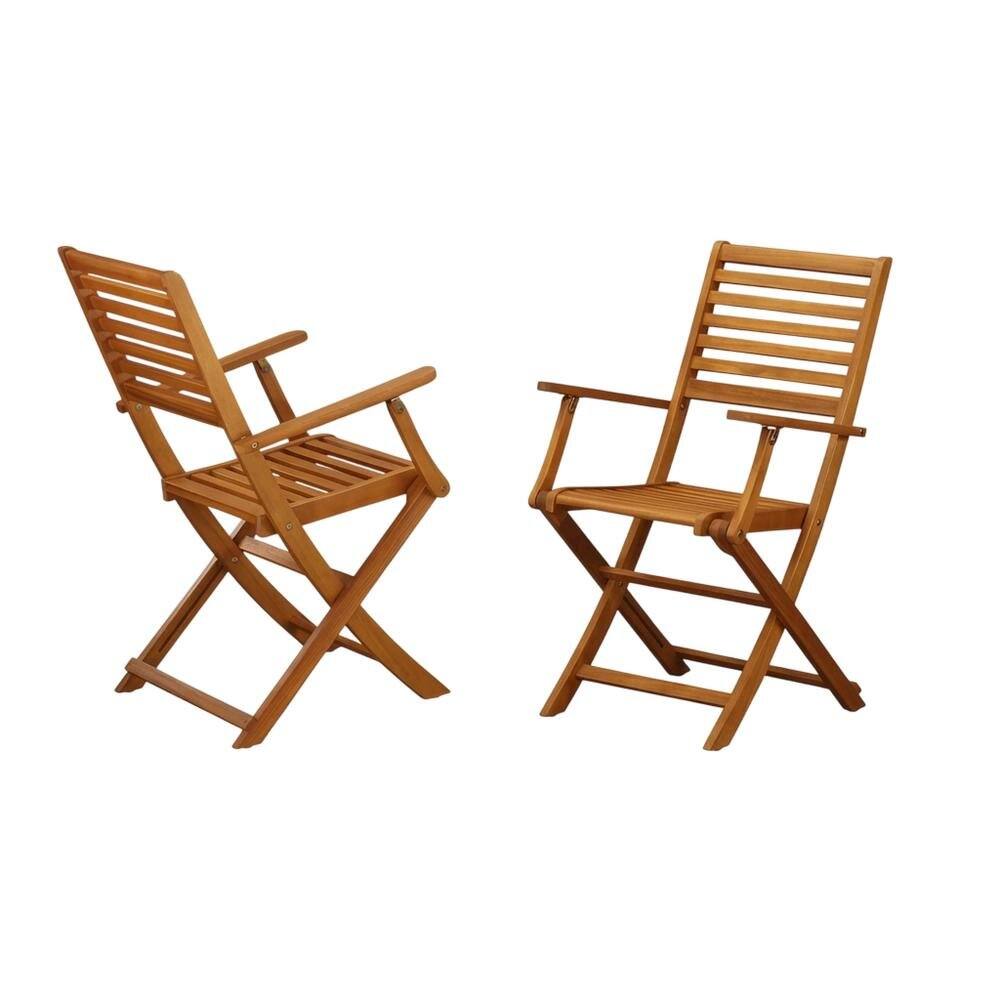 Angle. Outdoor Escape - Wooden Patio Chair Set of 2 - Brown.