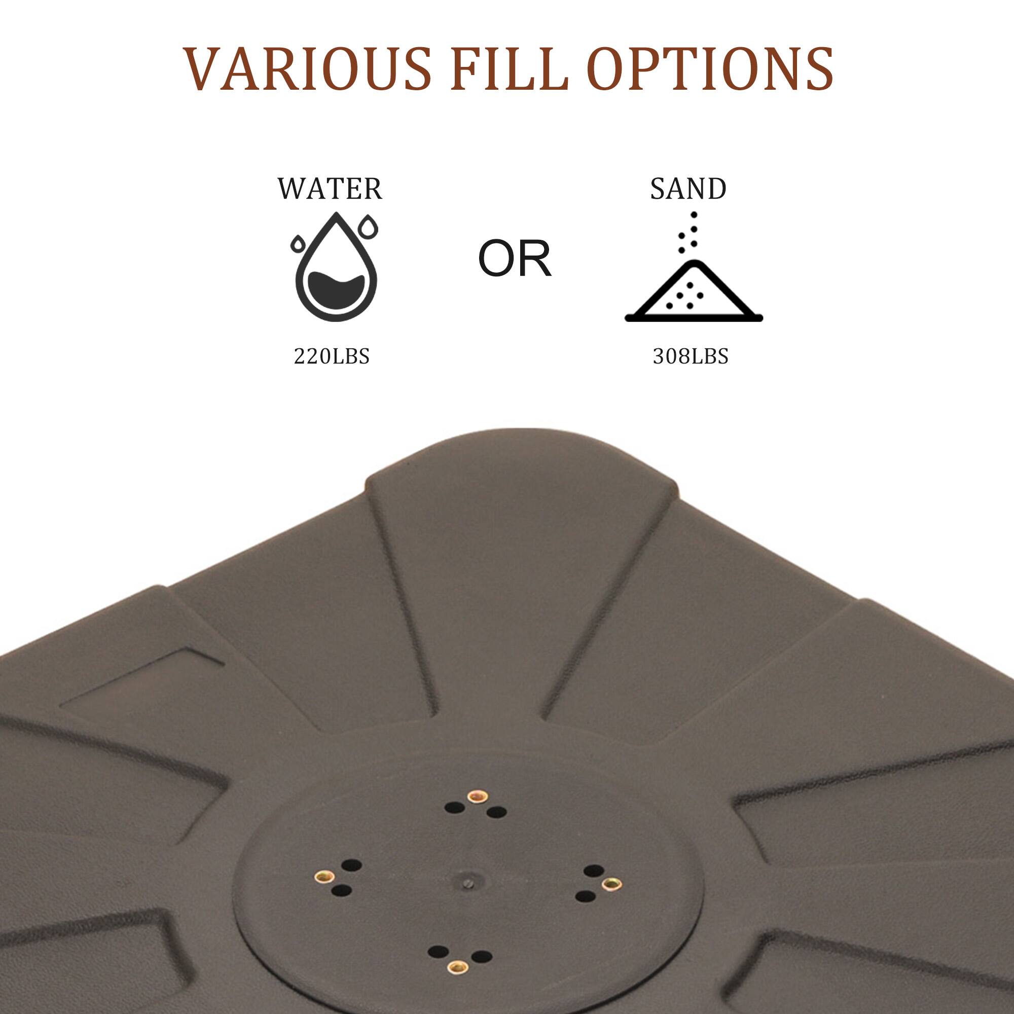 VARIOUS FILL OPTIONS

WATER  
220LBS

OR

SAND  
308LBS