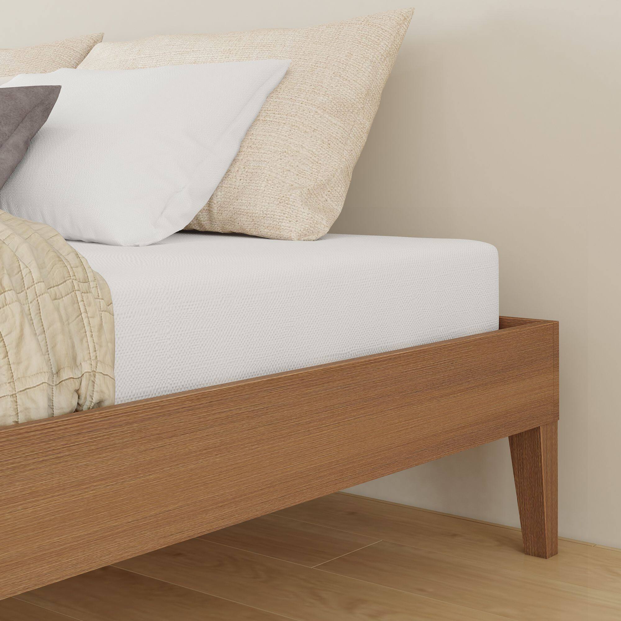 Alt View 6. Grain & Grove - Bear Platform Bed (Queen), Oak Embossed Pecan - Pecan.