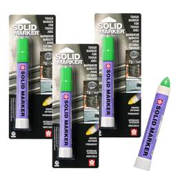 Sakura - Solid Marker, Fluorescent Green, 13mm Trimmable Tip, 3 Count
