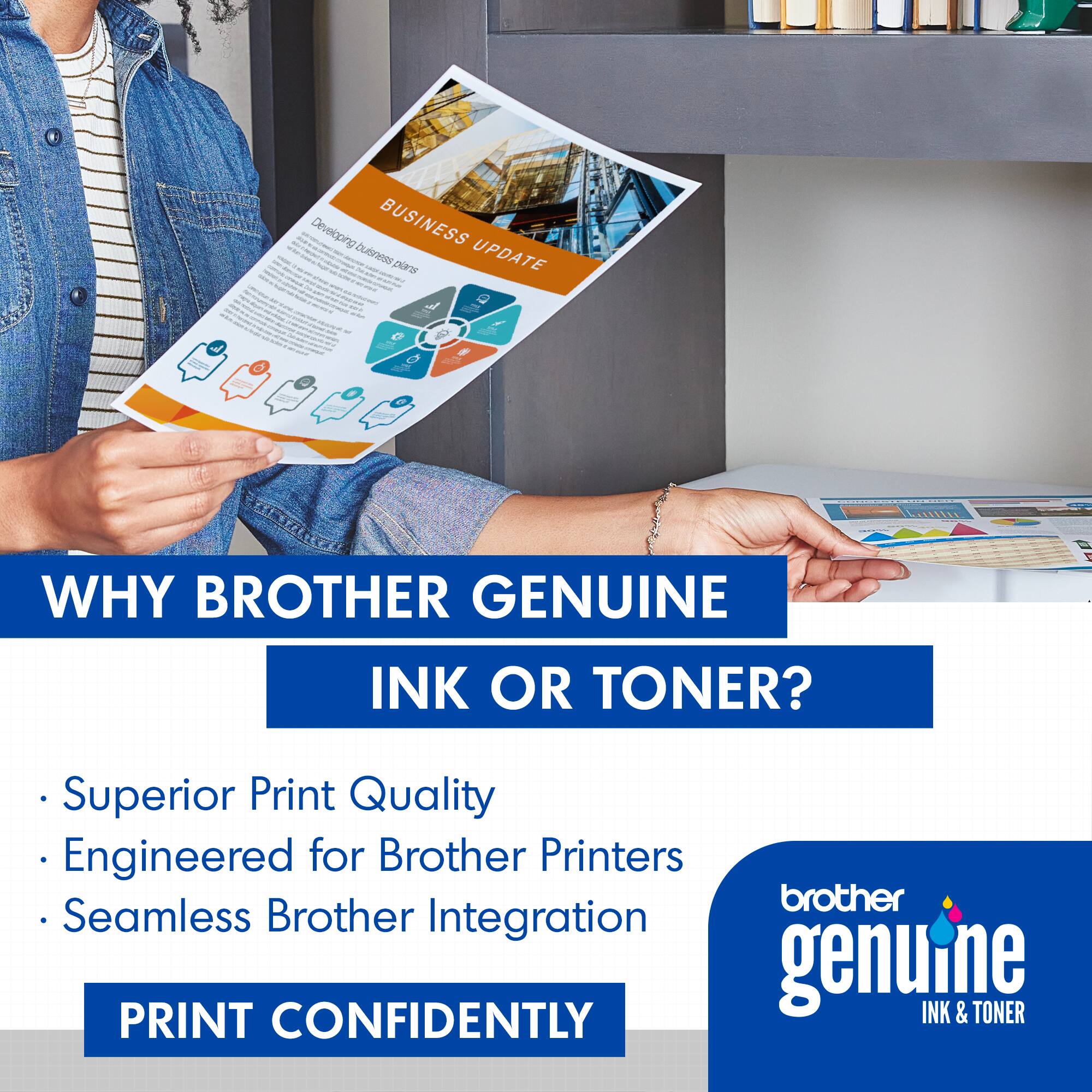Developing BUSINESS business UPDATE - I Es - I - WHY BROTHER GENUINE INK OR TONER? Superior Print Quality Engineered for Brother Printers brother Seamless Brother Integration genuine INK & TONER PRINT CONFIDENTLY