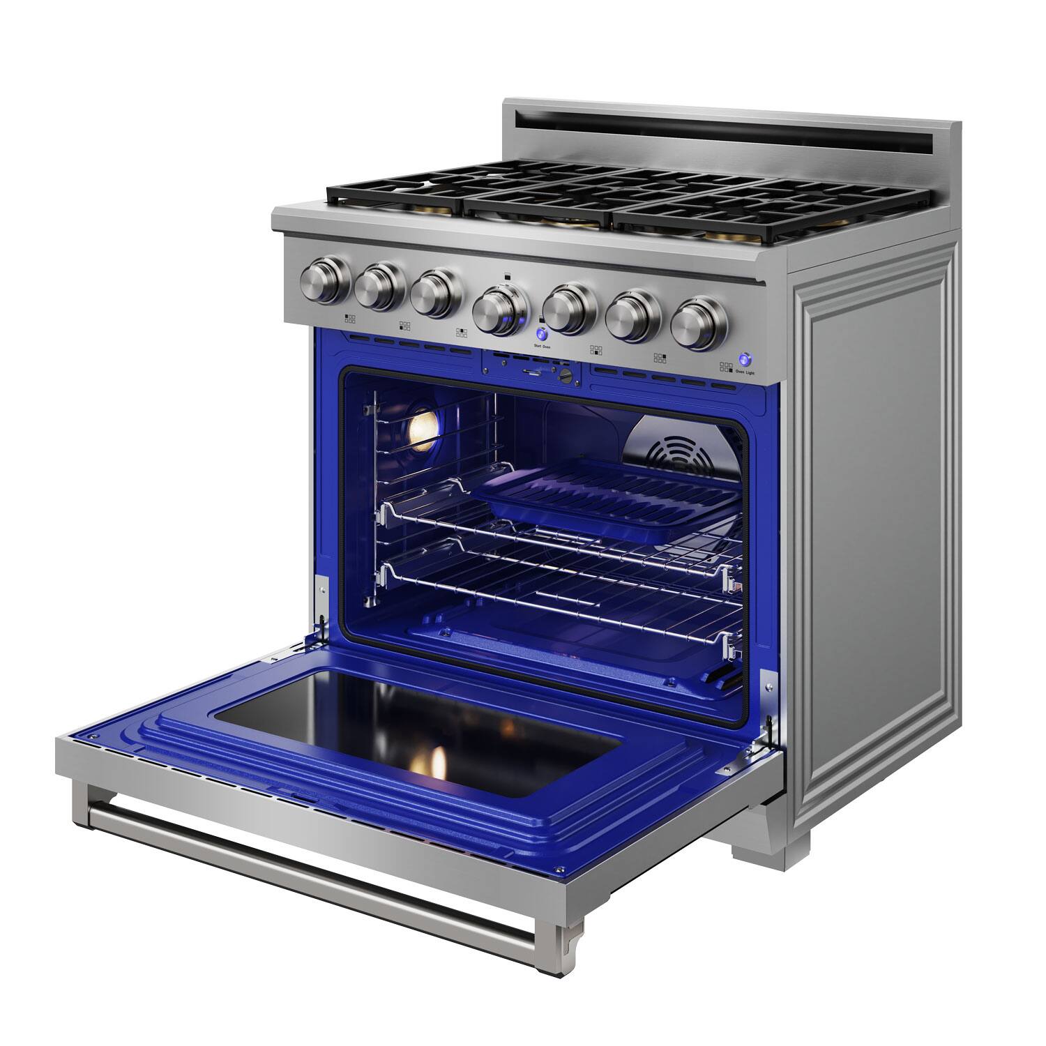 Back. Thor Kitchen - 6.0 Cu Ft. Freestanding Gas Range with Infrared Broiler - Stainless Steel.
