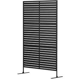 Outsunny - Privacy Fence Screen, Metal Outdoor Privacy Screen Climbing Plant Trellis with Stand - Black
