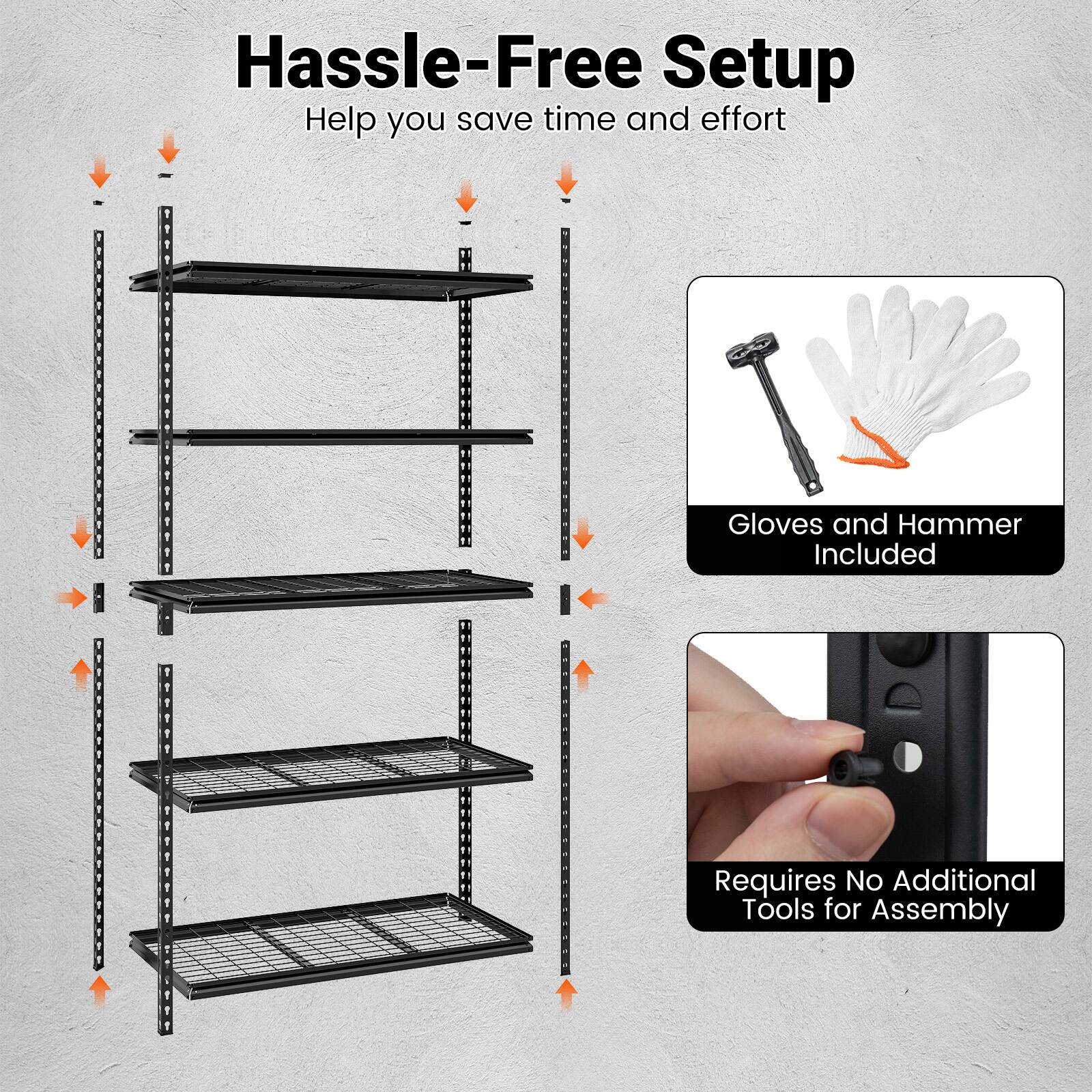 Hassle-Free Setup  
Help you save time and effort  

Gloves and Hammer Included  

Requires No Additional Tools for Assembly