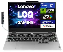 Lenovo - LOQ Laptop 15.6 FHD Display (Intel i7-13650HX, 16GB DDR5, 1TB PCIe SSD, Win 11 Pro) w/USB Hub - Luna Grey