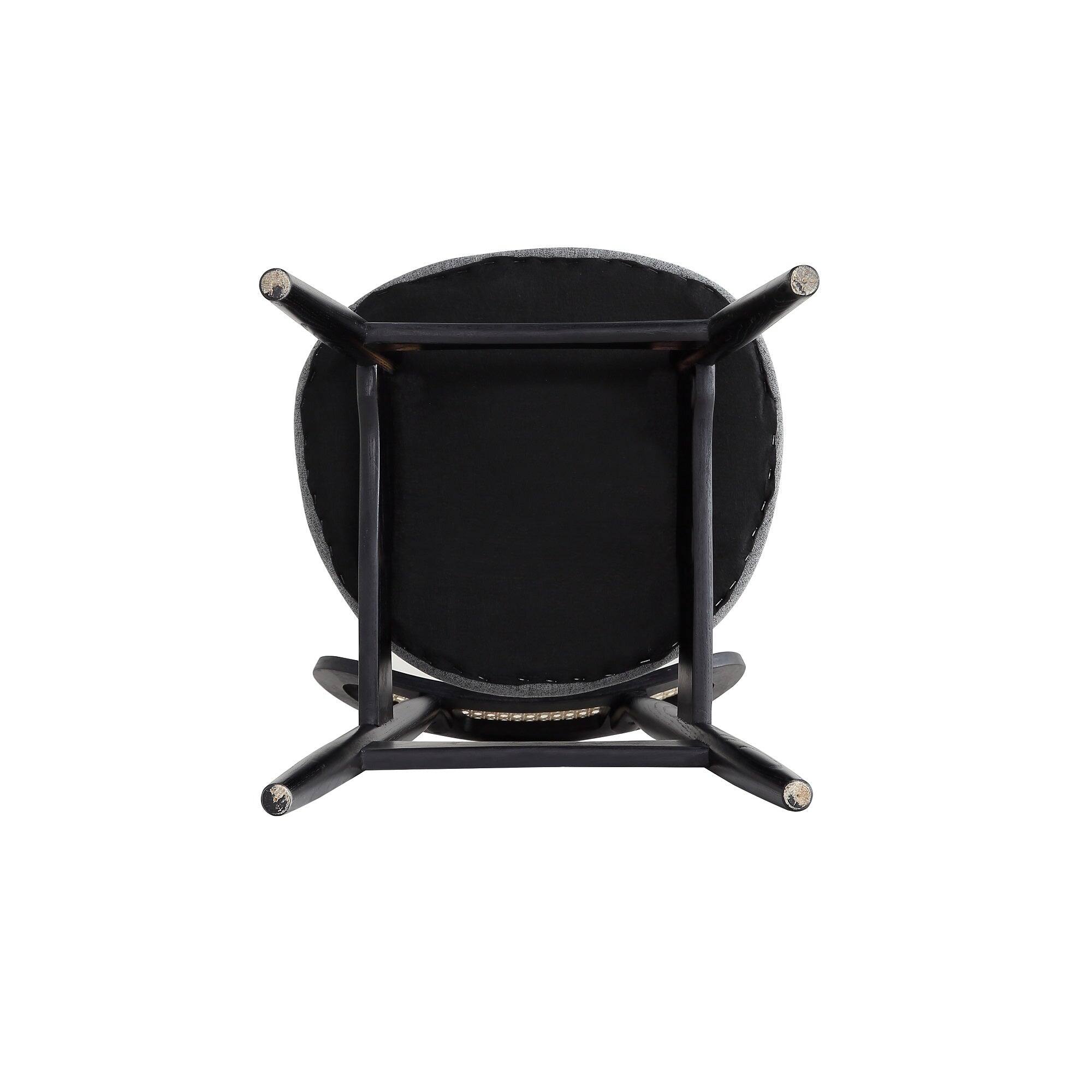 Alt View 6. Manhattan Comfort - Colbert Industry Chic Cane Back Wood Upholstered Dining Chair - Set of 2 - Black and Gray.