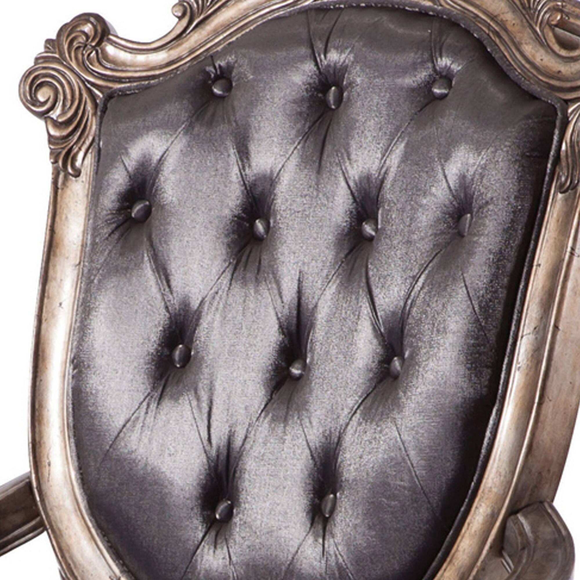 Alt View 2. Manhattan Lane - Wooden Arm Chair with Button Tufted Padded Backrest,Set of 2 - Gray.