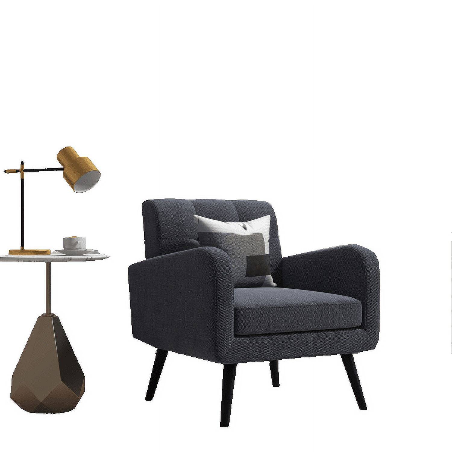 Alt View 5. Pefilos - Modern Upholstered Comfy Accent Chair Single Sofa with Rubber Wood, Thick Padded Cozy Lounge Chair, Leisure Sofa Chair - Gray.