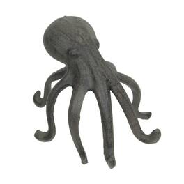 J.D. Yeatts - Rustic Cast Iron 6" Octopus Single Bookend & Phone Holder Nautical Décor - Brown