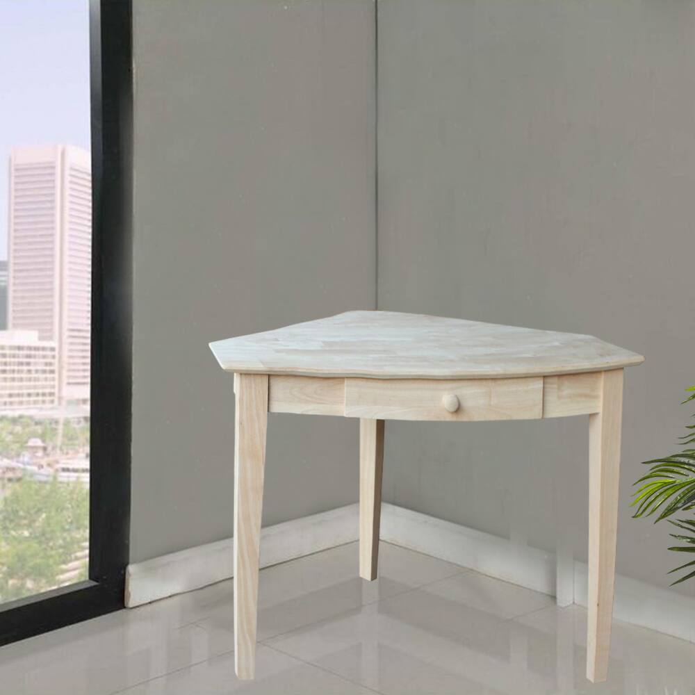 Angle. SlickBlue - Corner Computer Desk with Drawer, Laptop Workspace and Writing Surface - Brown.