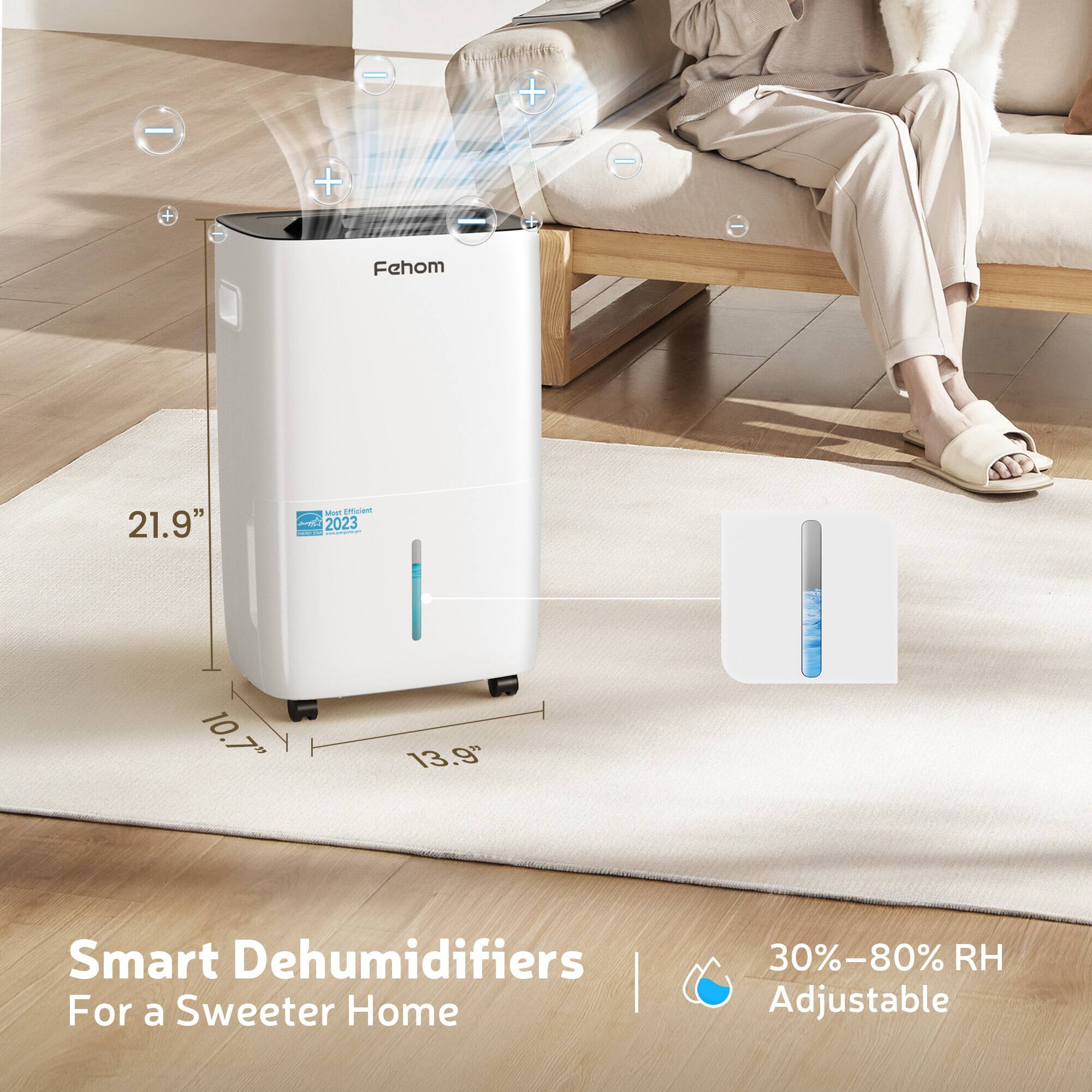 Fehom 21.9" - cnt P 2023 ada 10.7" 13.9" | Smart Dehumidifiers For Sweeter Home | 30%-80% RH Adjustable