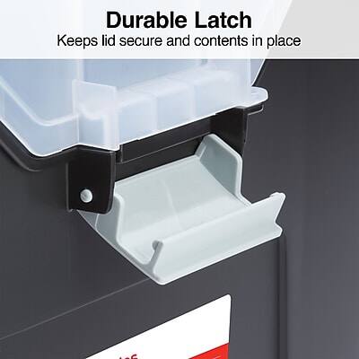 Durable Latch  
Keeps lid secure and contents in place