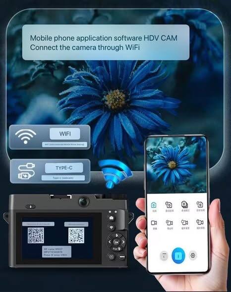 Mobile phone application software HDV CAM  
Connect the camera through WiFi  

WIFI  
TYPE-C