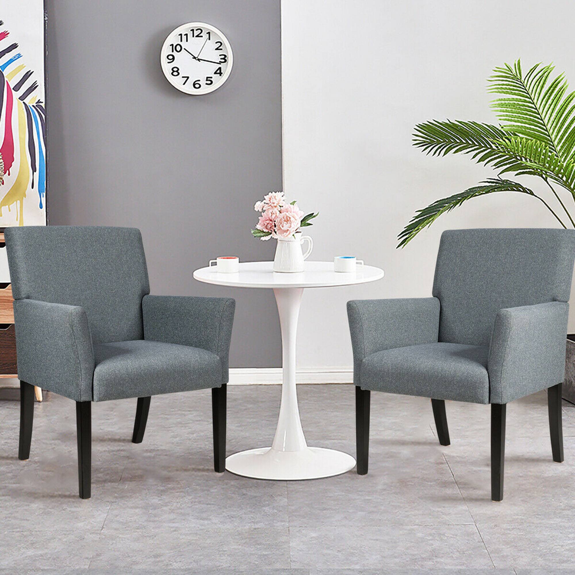 Alt View 1. Costway - Costway Set of 2 Arm Chair Guest Chair Home Office w/ Wooden Legs - Gray.