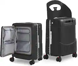 Circus Cirle - 20" Ride-on Luggage with Seat,Front Opening Carry-On Hardshell Ride On Suitcase - Black
