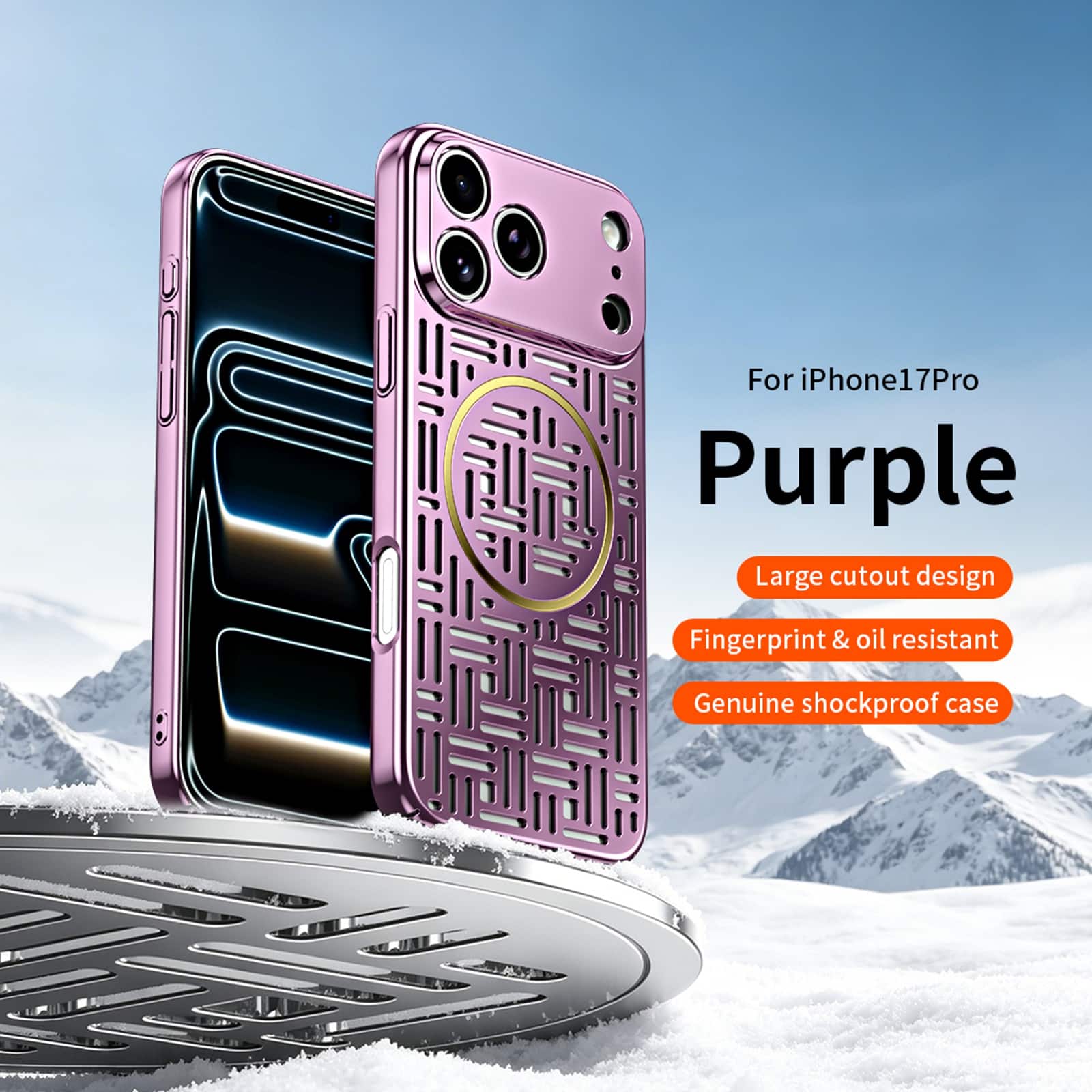 Dteck - Shockproof Electroplated Case for Apple iPhone 17 Pro, Magnetic Heat Dissipation Cover with Precision Camera Defense - Purple price history on PriceWatchPro