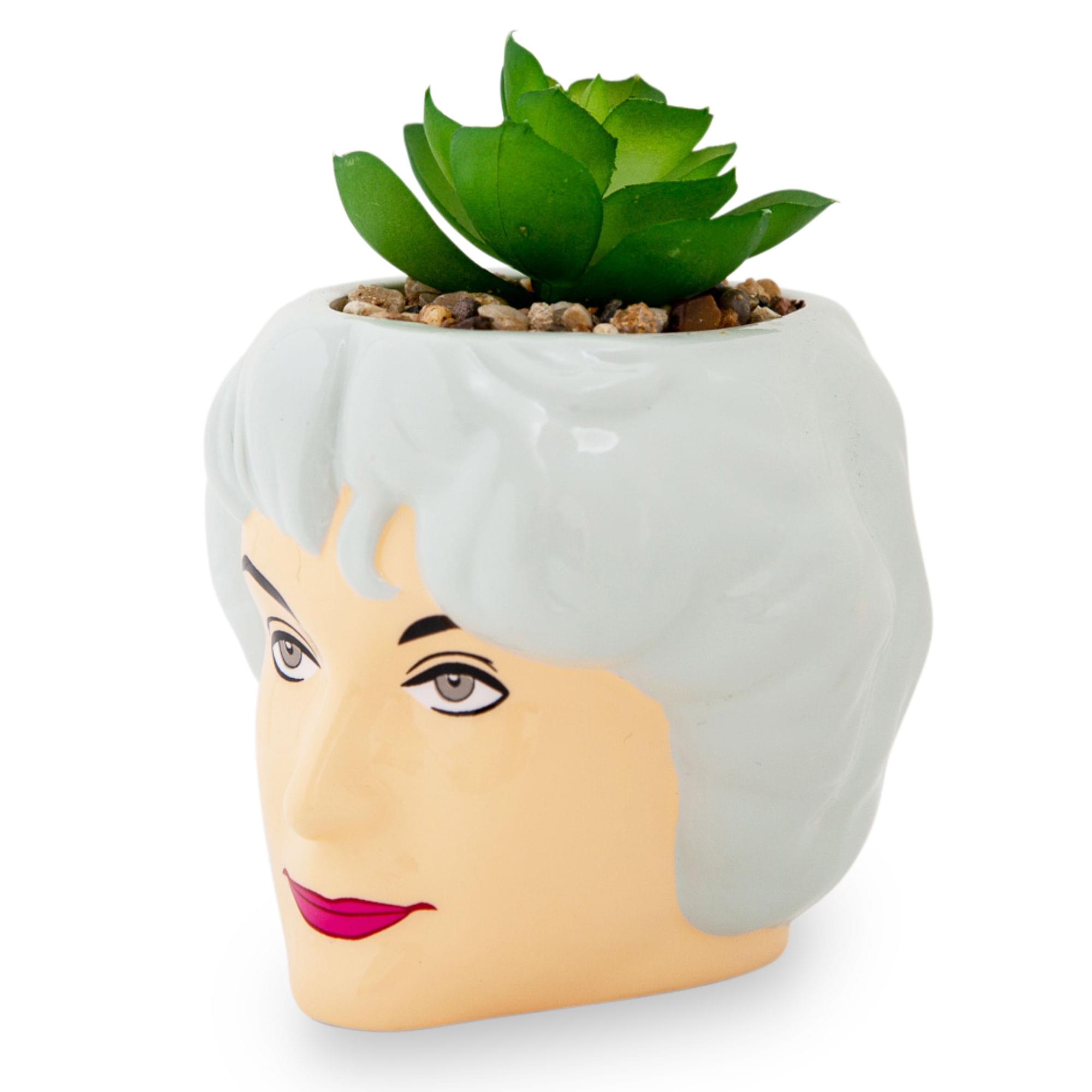 Alt View 1. Silver Buffalo - The Golden Girls Dorothy 3-Inch Ceramic Mini Planter With Artificial Succulent - White.
