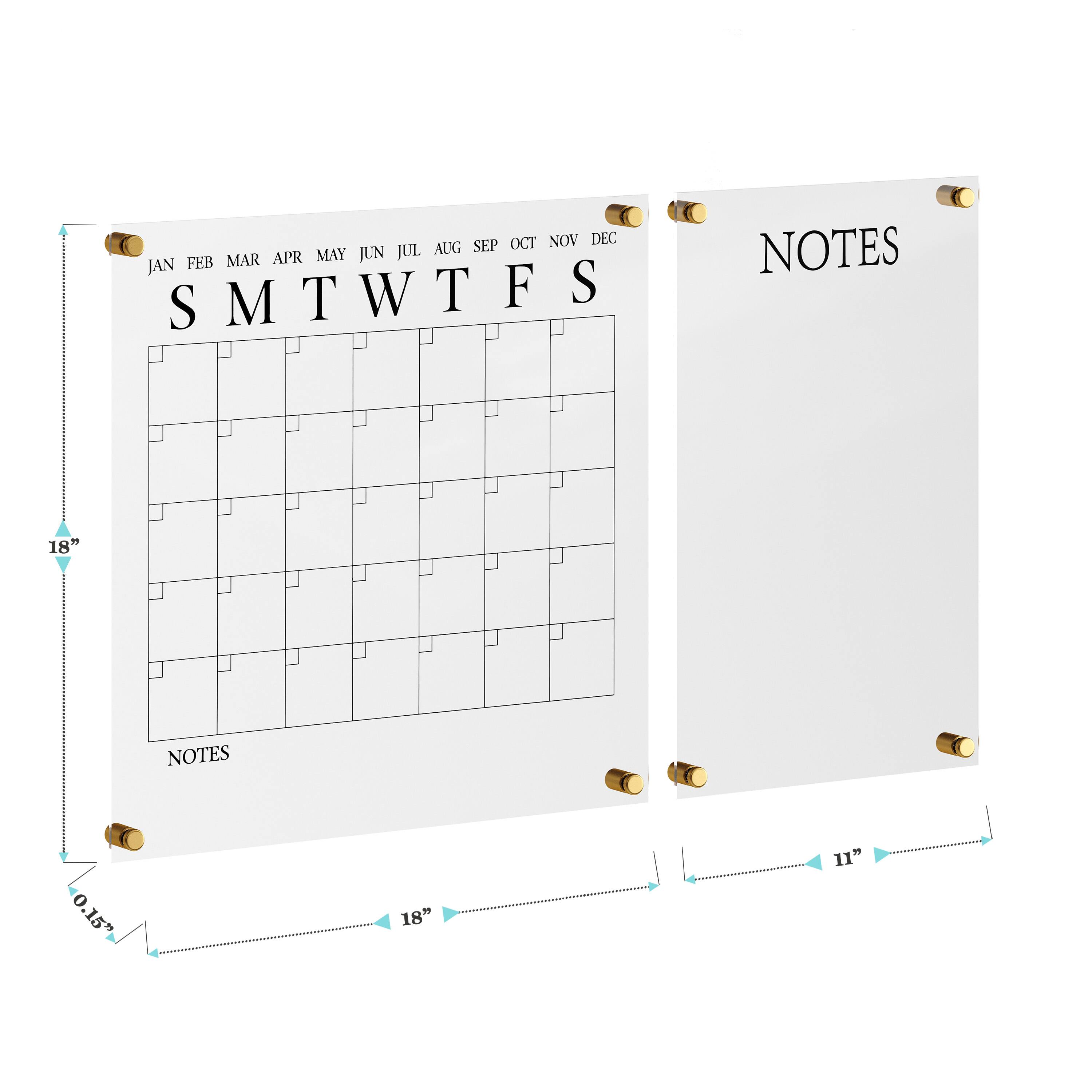 The text on the image reads: "SMTWTFS". This is an abbreviation for the days of the week, which stands for Sunday, Monday, Tuesday, Wednesday, Thursday, Friday, and Saturday. The calendar is designed to be used as a notes pad, with the notes section on the right side. The calendar is 18 inches tall and 11 inches wide, with a 1.5 inch margin on the left and right sides.