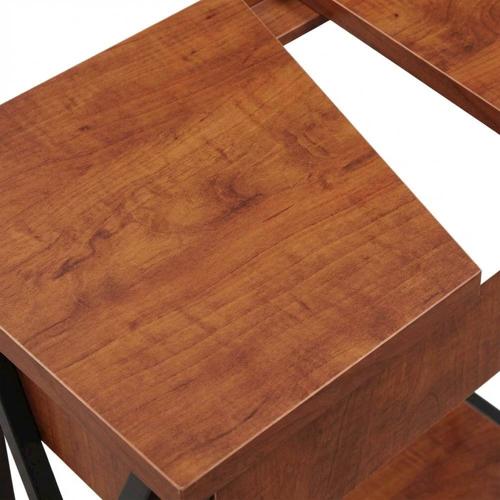 Alt View 2. FurniFact - Small coffee table with flip top functionality and compact design - Cherry.