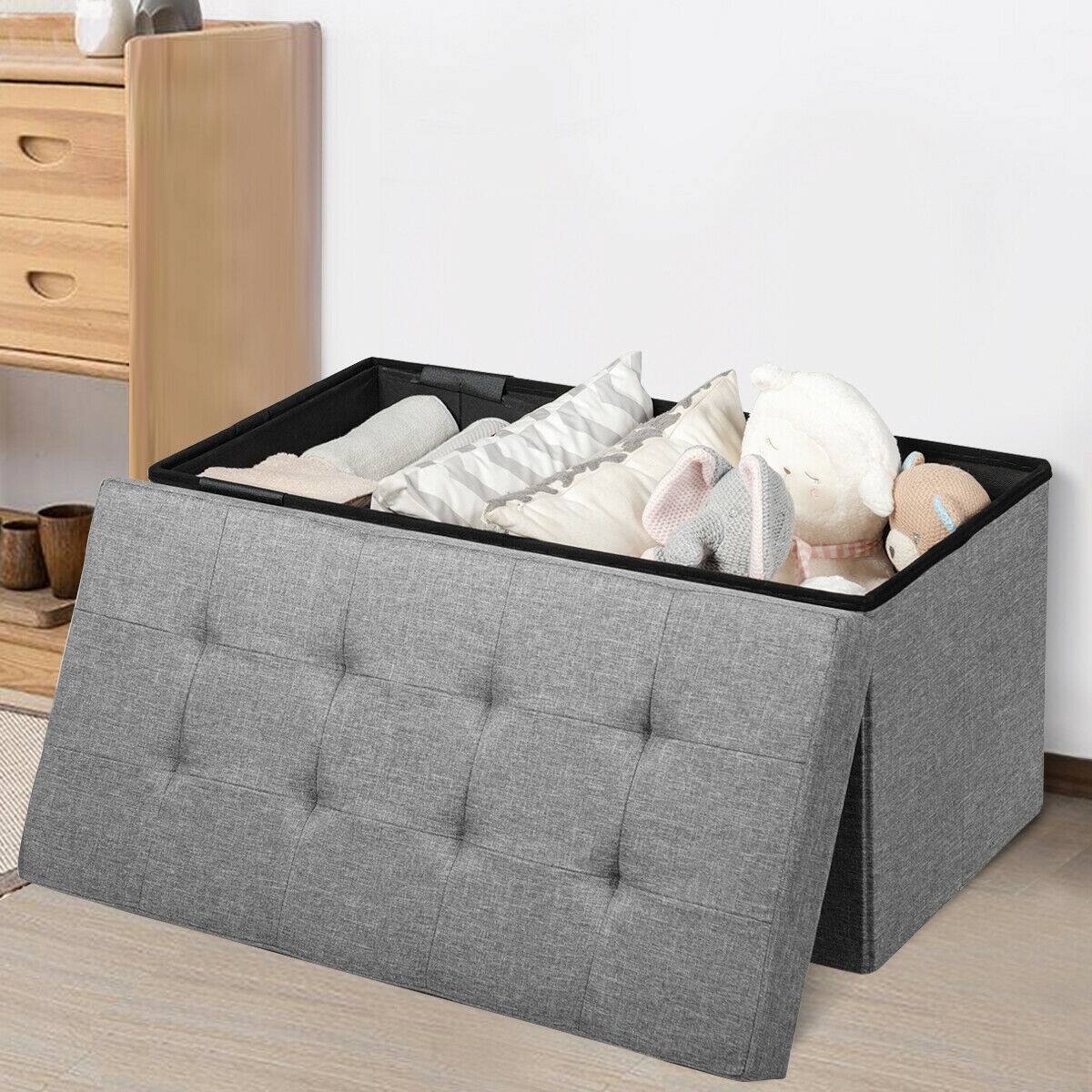 Alt View 7. Ecooso - 31.5 Inch Storage Ottoman Footrest with Removable Storage Bin - Silver.