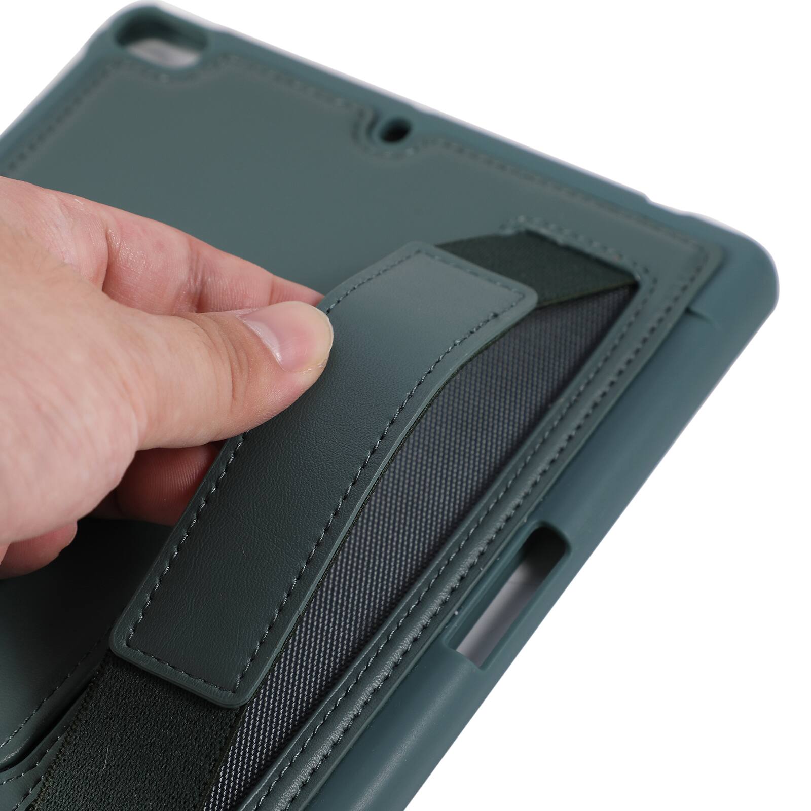 Alt View 5. Dteck - Shockproof Case for Apple iPad mini (5th Generation) 2019 with Hand Strap and Kickstand, PU Leather TPU Protective Cover - Darkgreen.