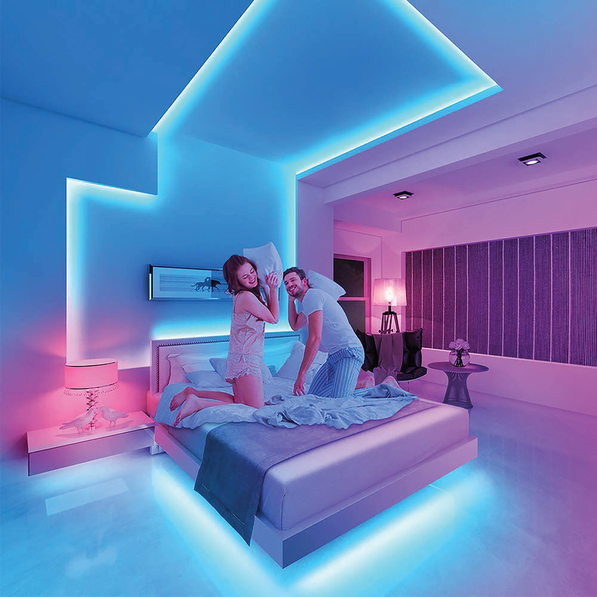 Alt View 12. QFX - 15' Multicolor sound activated LED Light Strip - White.