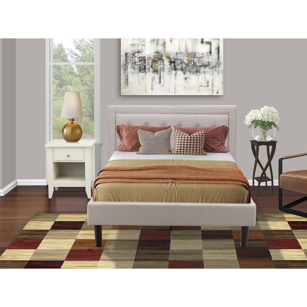Alt View 4. East West Furniture - FN08F-1GA0C 2-Pc Fannin Bed Set with 1 Platform Bed and a Night Stand for Bedrooms - Mist Beige Linen Fabric - Mist Beige.