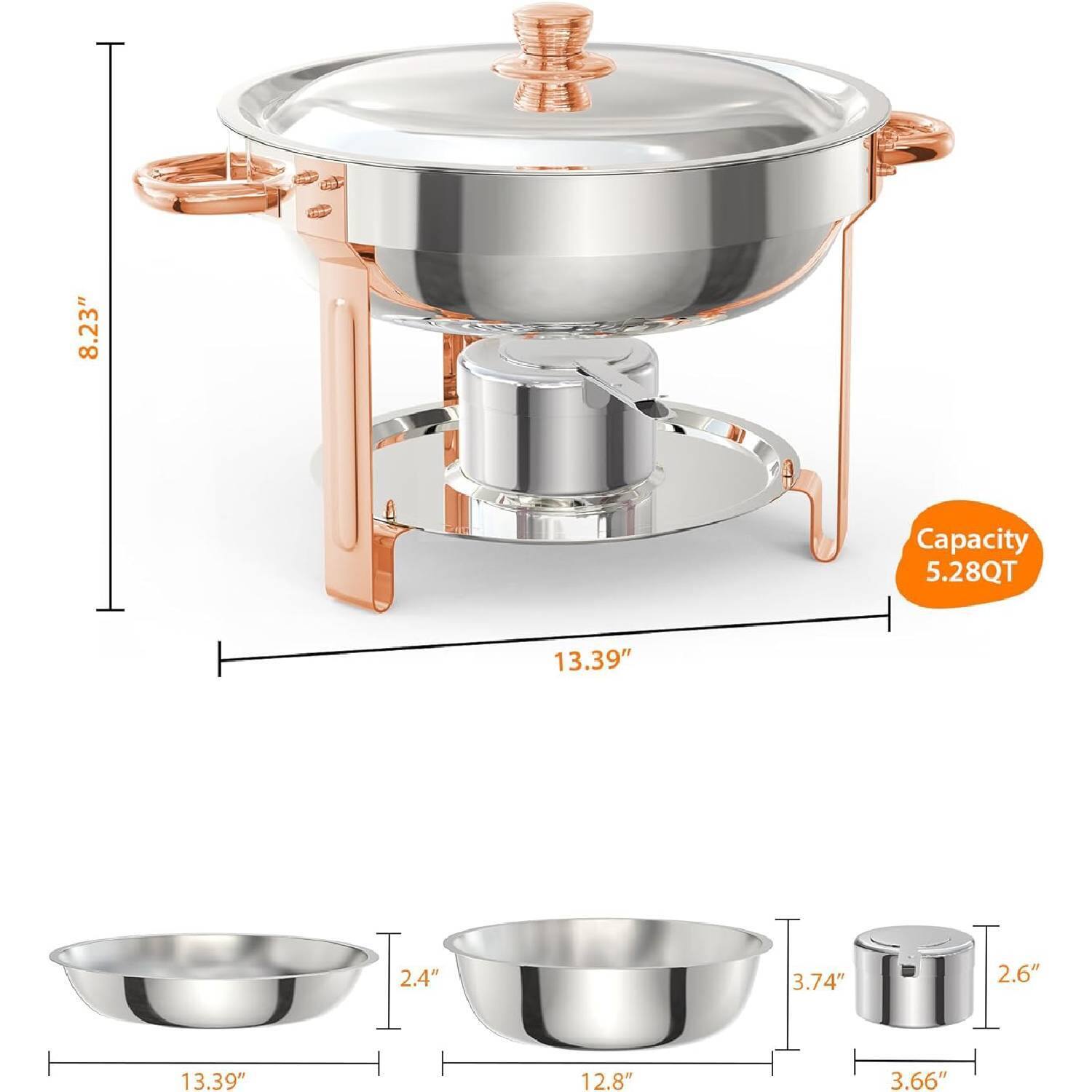 - Capacity: 5.28QT
- Height: 8.23"
- Diameter: 13.39"
- Bowl 1: Diameter 13.39", Height 2.4"
- Bowl 2: Diameter 12.8", Height 3.74"
- Bowl 3: Diameter 3.66", Height 2.6"