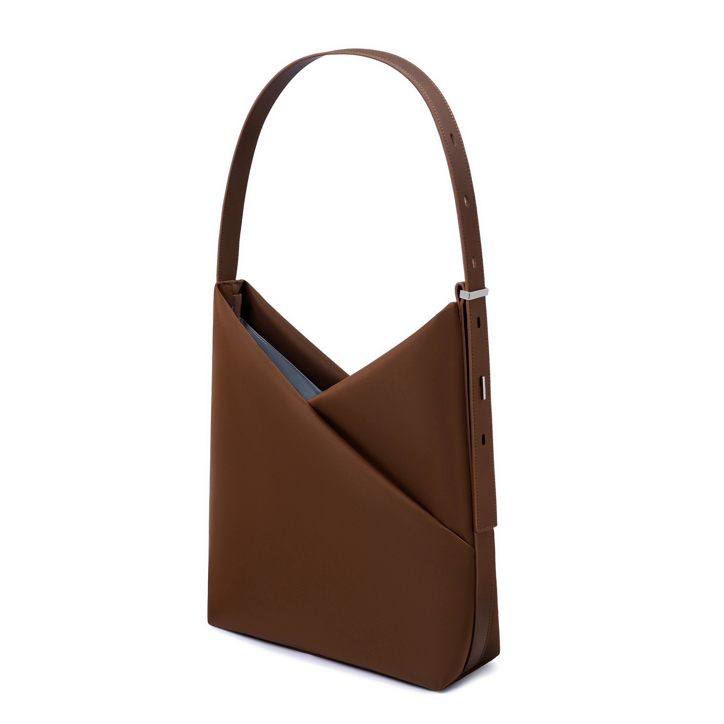 Left. Lux & Nyx - Lux & Nyx - Origami 15" Laptop Hobo Bag - Convertible Shoulder Bag - Sepia.