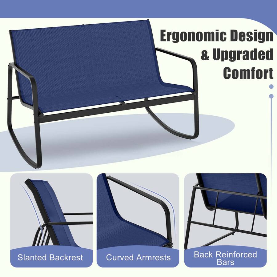 Slanted Backrest Gymax 4 Piece Rocking Bistro Set Patio Furniture Set w/ Loveseat 2 ...