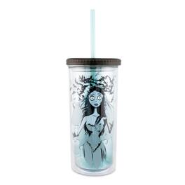 Silver Buffalo - Tim Burton's Corpse Bride Emily 20-Ounce Carnival Cup With Lid and Straw - Blue