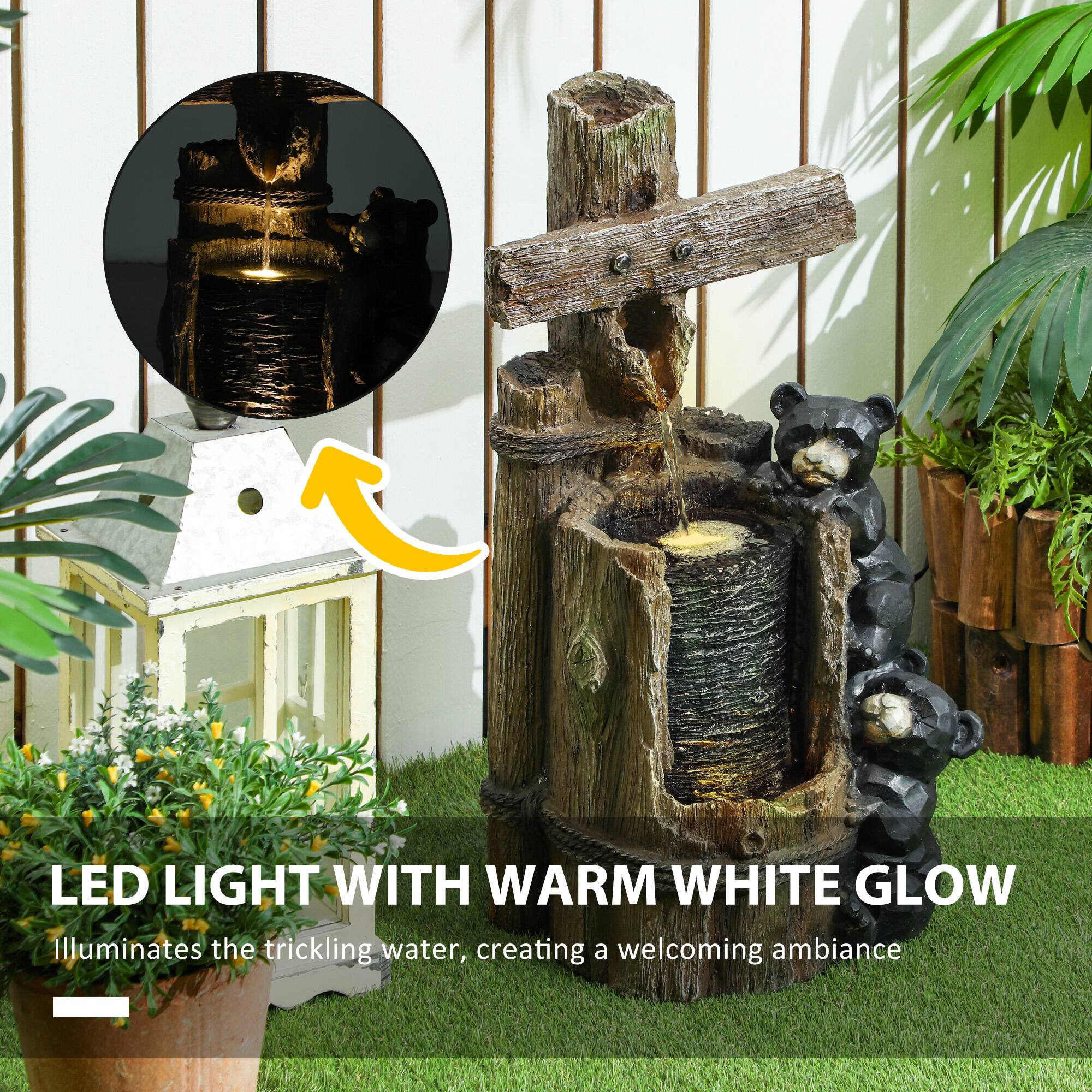 LED LIGHT WITH WARM WHITE GLOW

Illuminates the trickling water, creating a welcoming ambiance