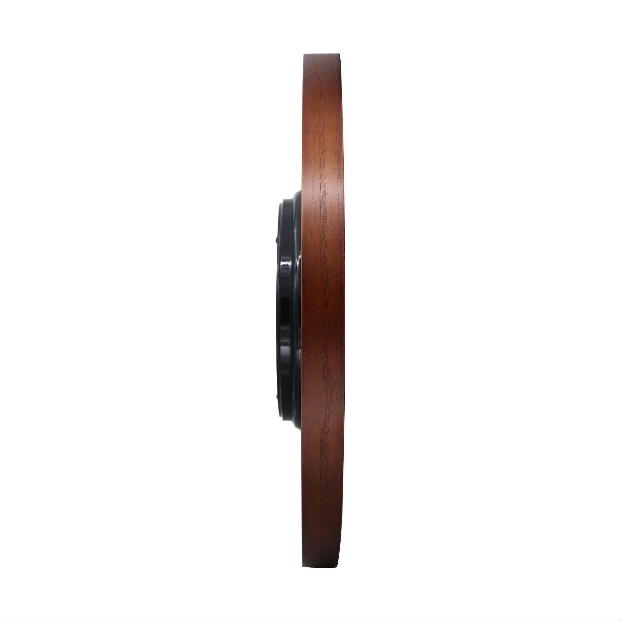 Back. Seiko - Seiko 13" Maddox Wooden Wall Clock, Brown - Gold & Brown.