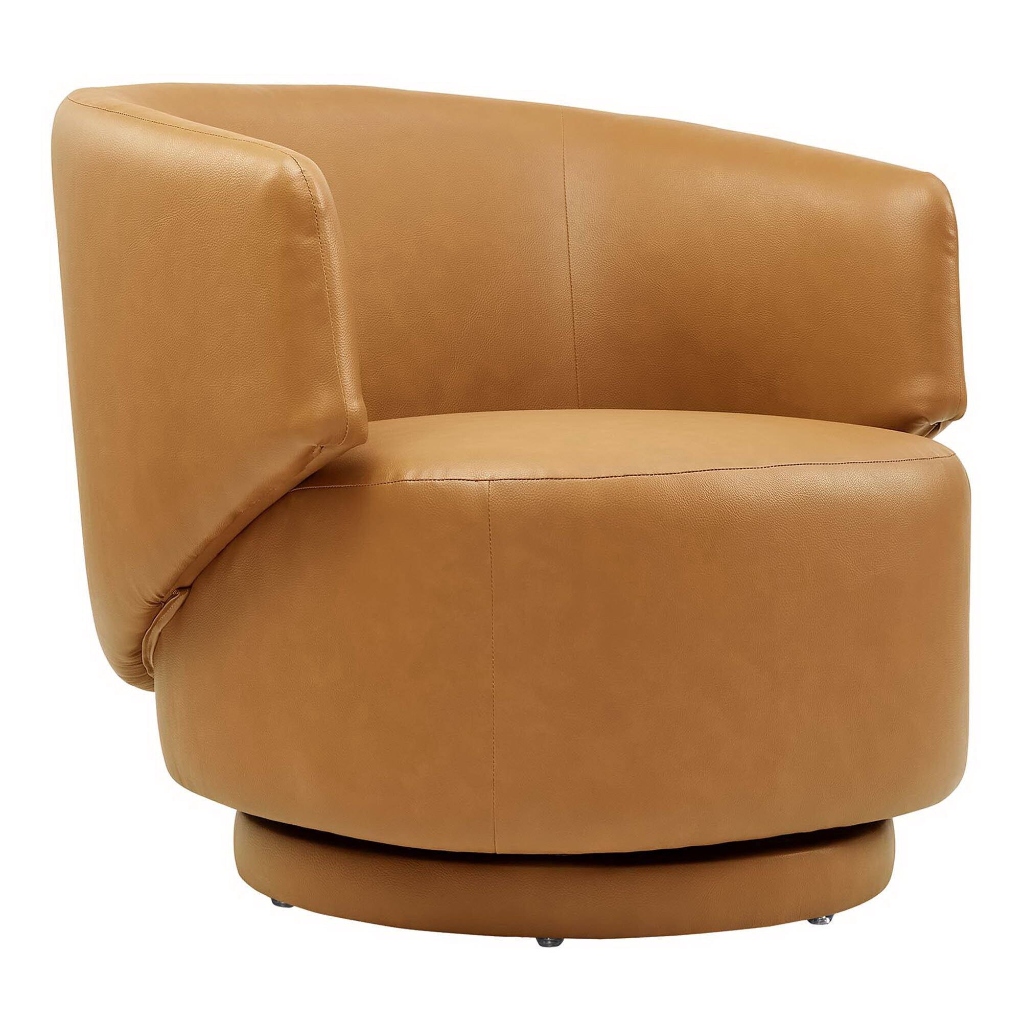 Angle. Modway - Celestia Vegan Leather Fabric and Wood Swivel Chair by Modway - Tan.