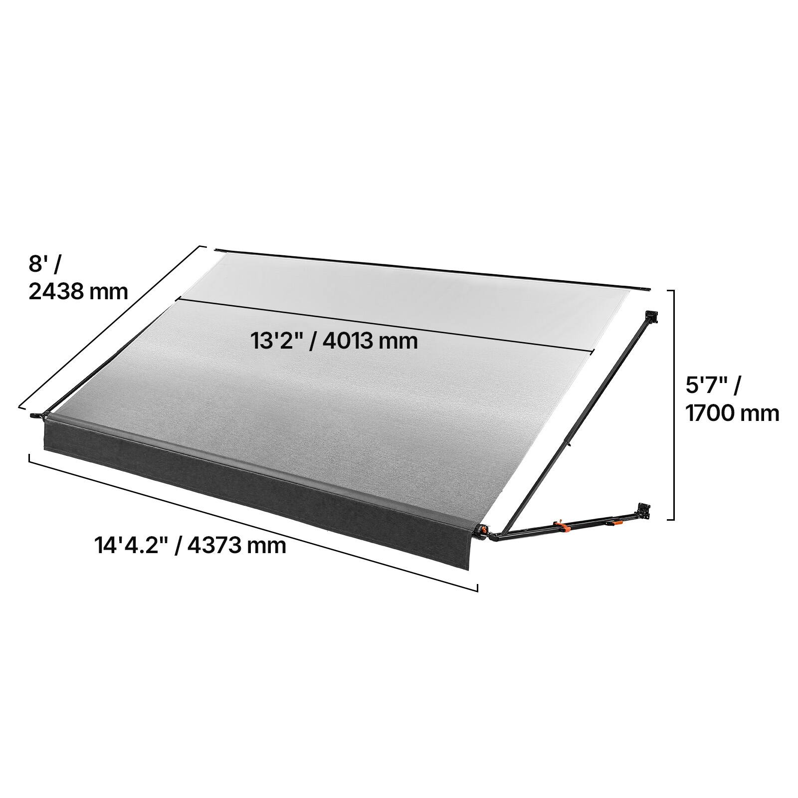 8' / 2438 mm  
13'2" / 4013 mm  
5'7" / 1700 mm  
14'4.2" / 4373 mm