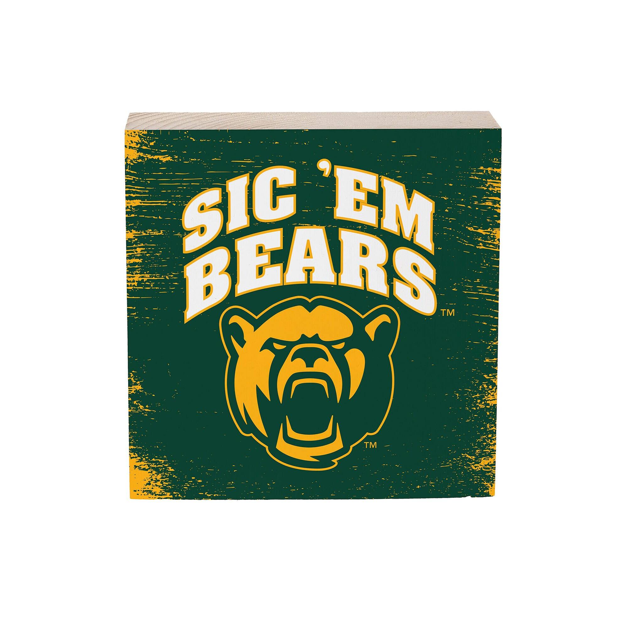 Baylor Bears 6" Square Fan Chant Wood Block Shelf Sign