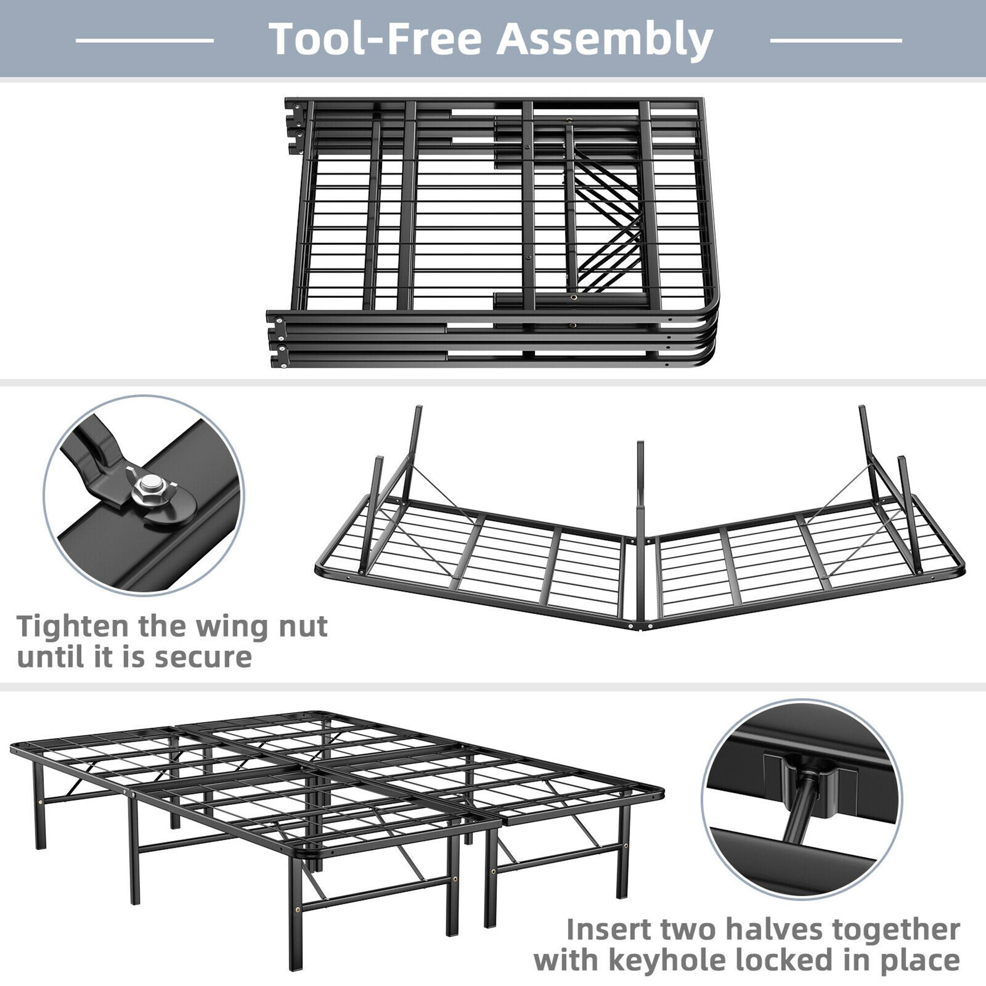 Tool-Free Assembly

Tighten the wing nut until it is secure

Insert two halves together with keyhole locked in place