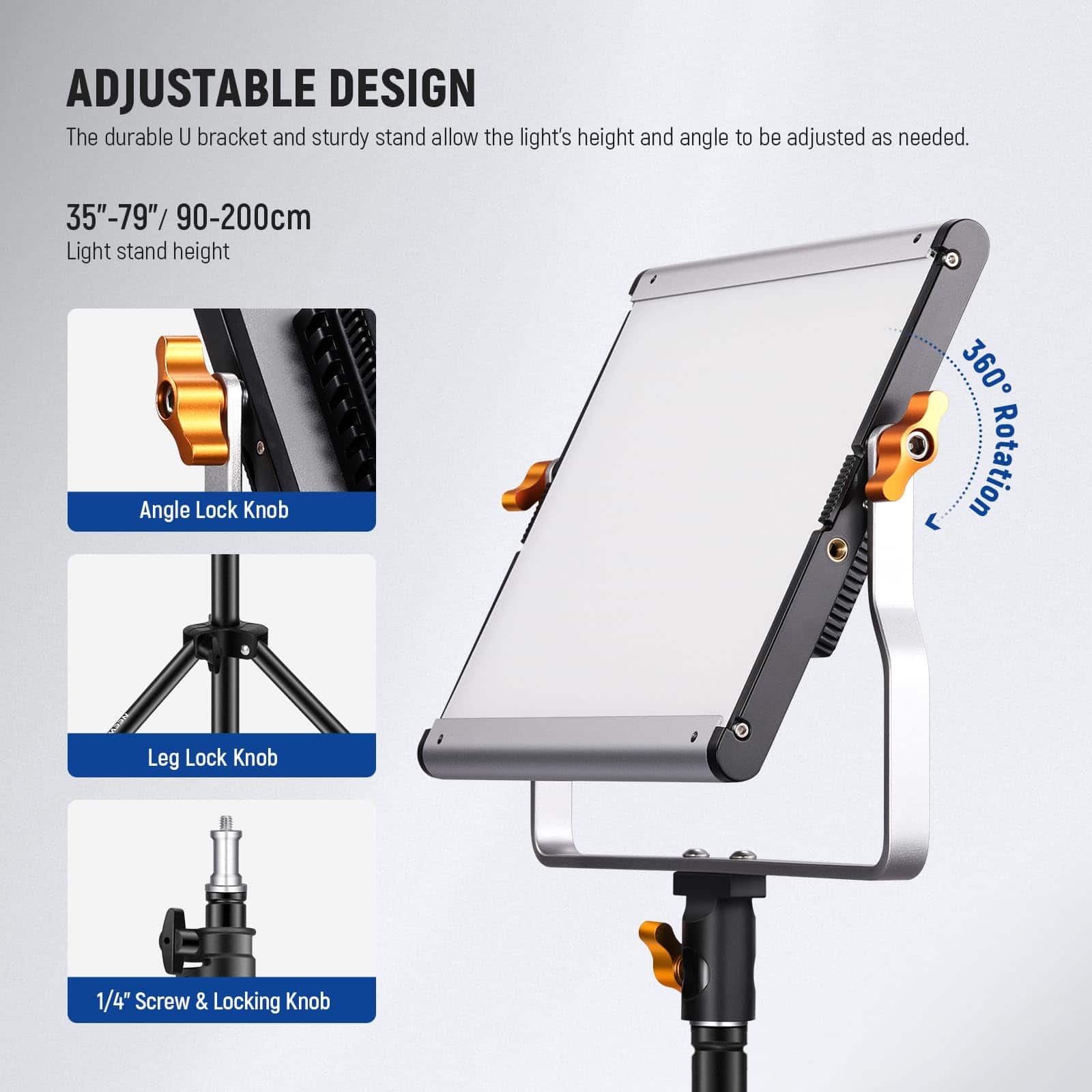 Neewer 2 Pack Dimmable Bi Color LED Video Light Kit 480 Panel with